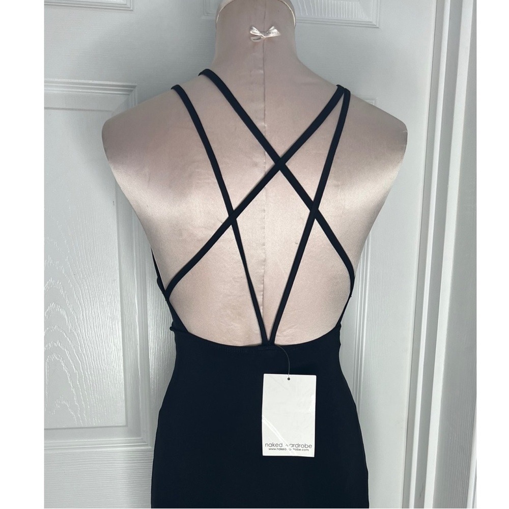 NWT Naked Wardrobe Strappy Deep V-neck Midi Dress Sz S - Picture 7 of 8